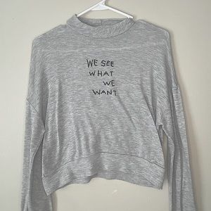grey long sleeve , turtle neck